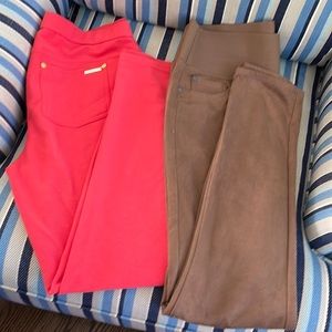 Michael Kors Woven Leggings & Foxcroft Faux Suede Leggings